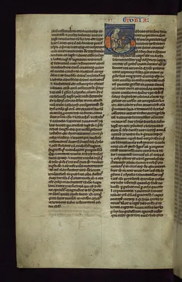 Historiated Initial ""T"" with Tobit Burying a Body