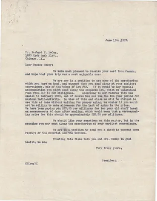 Letters Sent to Herbert N. McCoy, June 15, 1927