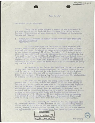 Memorandum for President Harry S. Truman