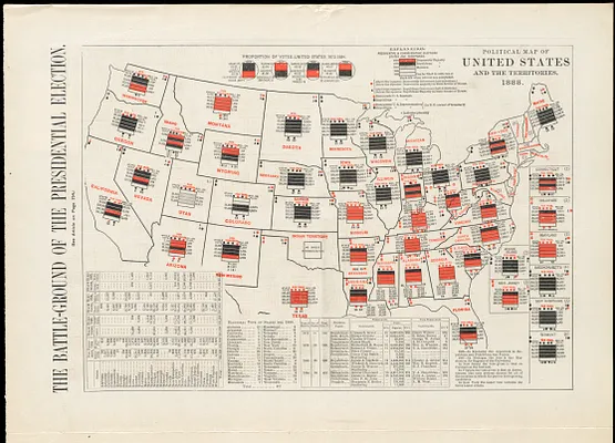 Political map of the United States and territories. 1888