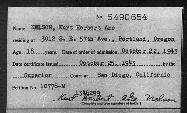 Nelson, Kurt Herbert Ake - 1943
