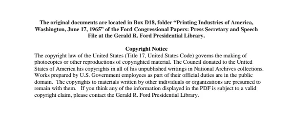 Printing Industries of America, Washington, June 17, 1965
