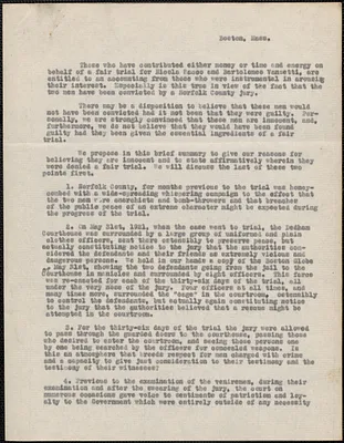 Typed document (circular), Boston, Mass., July 20, 1921
