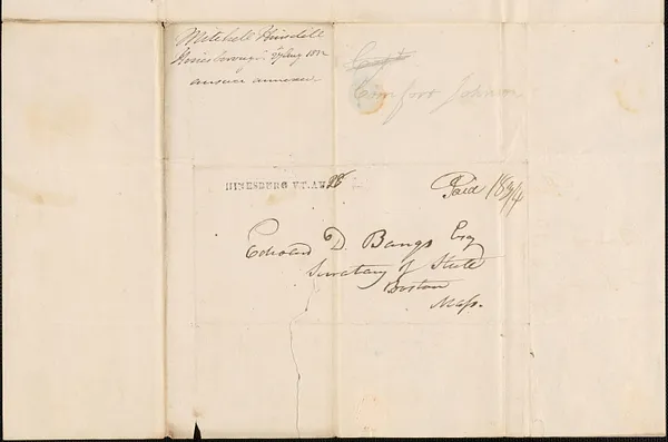 Mitchell Hensdill to Edward Bangs, 27 August 1832
