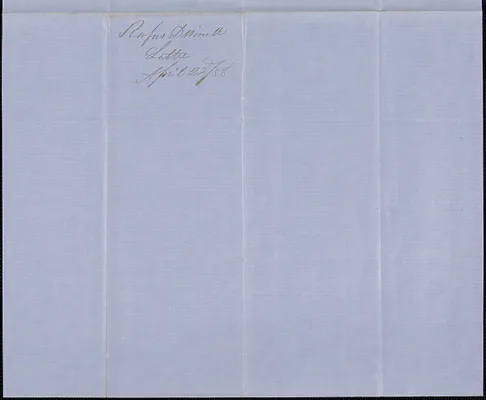 Rufus Dwinel to W. A. Harrington, 22 April 1858