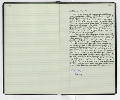 Handwritten journal entry for August 30, 1969-August 31, 1969