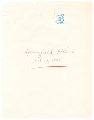 Reading Copy, Speech of President Harry S. Truman, Springfield, Illinois
