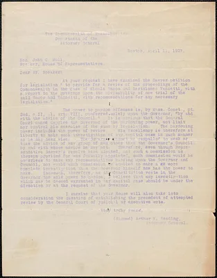 Arthur K. Reading typed letter (copy) to John C. Hull, Boston, Mass., April 11, 1927