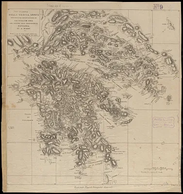 Carta della Grecia antica secondo le osservazioni di Sir William Gell per servire alla traduzione di Pausania di A. Nibby