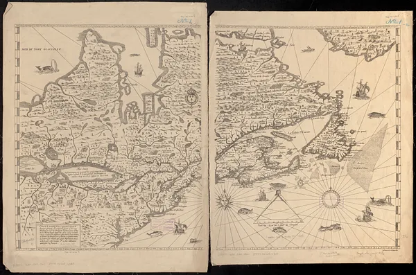 Carte de la Nouvelle-France, augmentée depuis la derniere, servant a la navigation faicte en son vray Meridien par le Sr. de Champlain capitaine pour le Roy en la Marine lequel depuis, l'an 1603, jusques en l'anneé 1629; a descouvert plusieurs costes terres, lacs rivieres et nations de sauvages par cy devant incognues comme il se voit en ses relations quil a faict imprimer en 1632