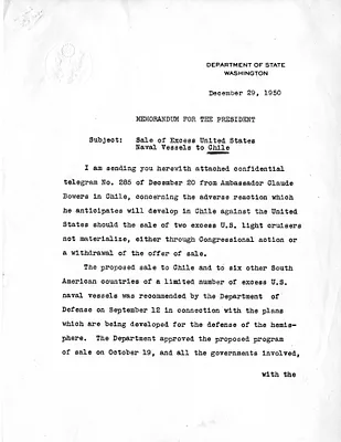 Memorandum from Under Secretary of State James Webb to President Harry S. Truman, with Attachments