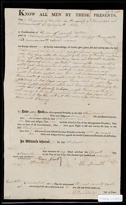 Deed of property in Brewster sold to Eldred Small of Harwich by Eli Small of Harwich