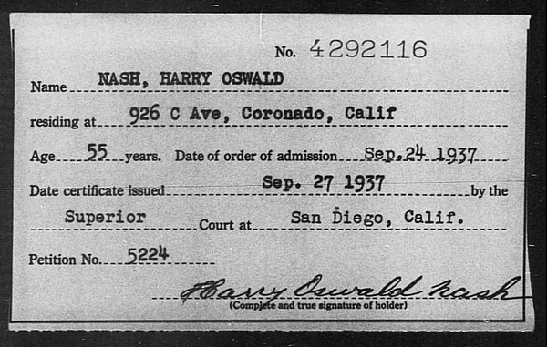 Nash, Harry Oswald - 1937