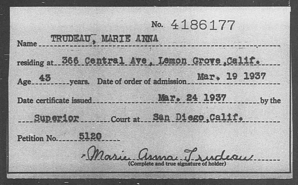 Trudeau, Marie Anna - 1937