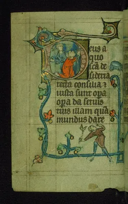 Leaf from Book of Hours: Lauds from Hours of the Virgin, Initial D with the Martyrdom of Stephen