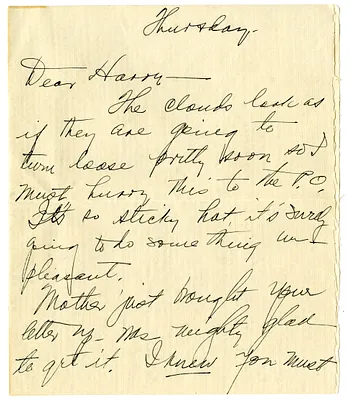 Letter from Bess W. Truman to Harry S. Truman