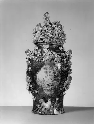Figures in scenes;flowers and birds