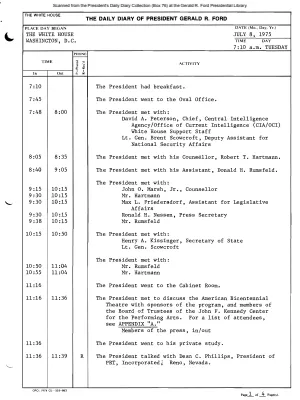 President Gerald R. Ford's Daily Diary, July 08, 1975