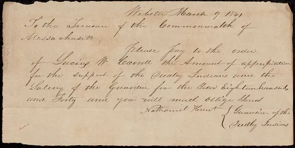 Accounts of Guardians of the Dudley Indians 1840