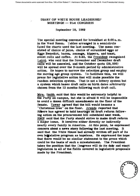 White House - Congressional Leadership Meeting, 9/19/69 (includes minutes)