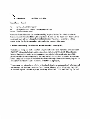 Welfare - Food Stamps - FY 2001 Budget [2]
