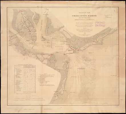 General map of Charleston Harbor South Carolina showing rebel defences and obstructions