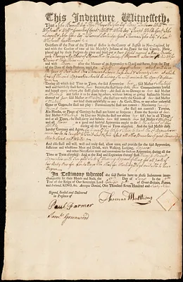 Mary Brooks indentured to apprentice with Thomas Matthew of Plymouth, 17 June 1769