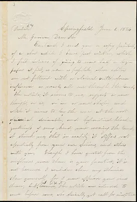 Letter from Henry Jones, Sprinfield, [Mass.], to William Lloyd Garrison, June 1, 1854
