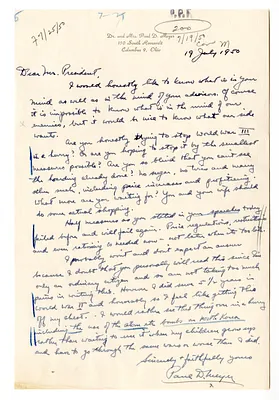 Letter from Paul Meyer to President Harry S. Truman