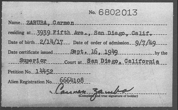 Zaruba, Carmen - 1949