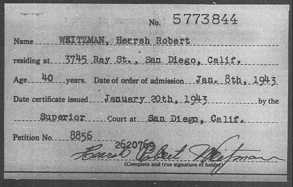 Weitzman, Hearsh Robert - 1943