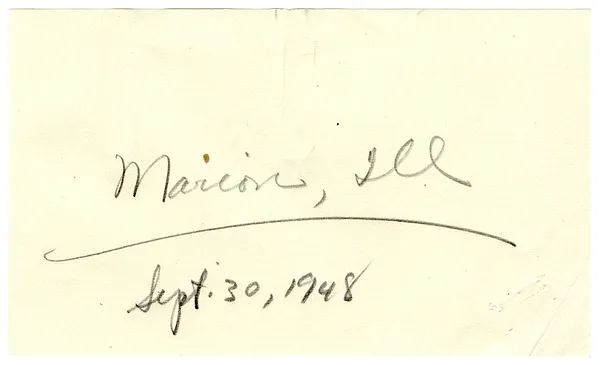 Press Releases, Speeches of President Harry S. Truman, Marion, Illinois