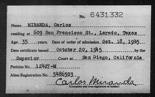 Miranda, Carlos - 1945