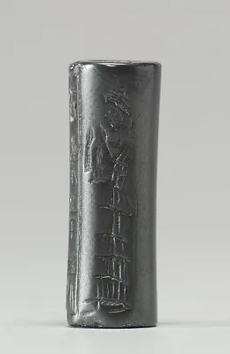 Cylinder Seal with Standing Figures and an Inscription