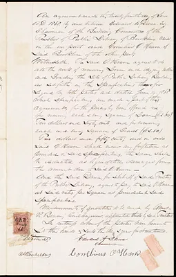 Contract between Board of Trustees and Cornelius O'Hearn for excavation work for library building