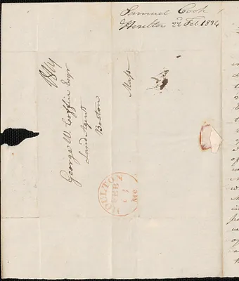 Samuel Cook to George Coffin, 22 February 1834