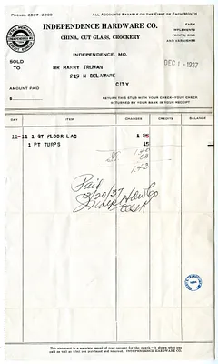Bill from Independence Hardware Company