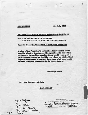 National Security Action Memorandum No. 28 Guerilla Operations in Vietnam Territory