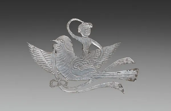 Inlay for a Mirror or Box: Lady on a Bird