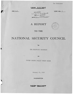 National Security Council Report 34/1, Report to the National Security Council by the Executive Secretary on United States Policy Toward China