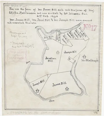 [Plan of farm lands in Chelsea belonging to the Bill family]
