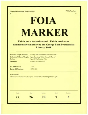Minnesota Gubernatorial Reception and Breakfast 9/27/90 [OA 8316] [2]
