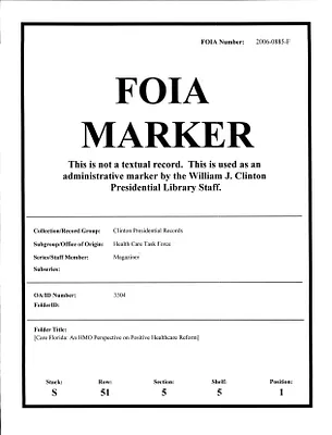[Care Florida: A HMO Perspective on Positive Healthcare Reform]