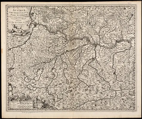 Austriae archiducatus pars superior in omnes ejusdem quadrantes ditiones accuratissime et distincte delineata