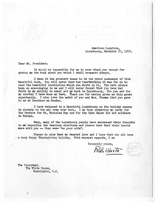 Letter from Perle Mesta to President Harry S. Truman