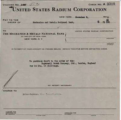 Receipt, November 5, 1925
