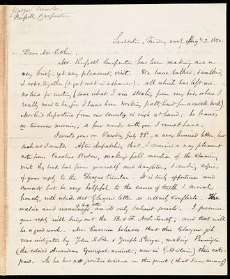 Letter from Samuel May, Leicester, [Mass.], to John Bishop Estlin, Aug. 2, 1850