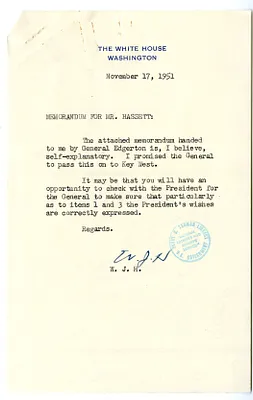 Memorandum from William Hopkins to William D. Hassett, with Attachment