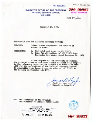 Memorandum from James S. Lay, Jr. to the National Security Council with Attachment