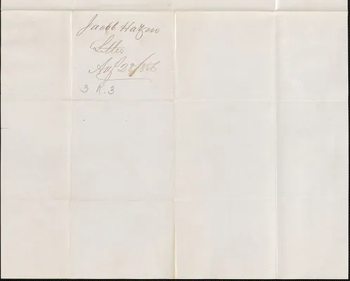 Jacob Hazen to W. A. Harrington, 23 August 1856